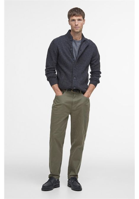 Barbour Maglione con Zip Patch in Lana d'Agnello Charcoal Marl Uomo BARBOUR | MAGLIERIA | MKN0731CH51