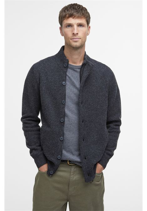 Barbour Maglione con Zip Patch in Lana d'Agnello Charcoal Marl Uomo BARBOUR | MAGLIERIA | MKN0731CH51