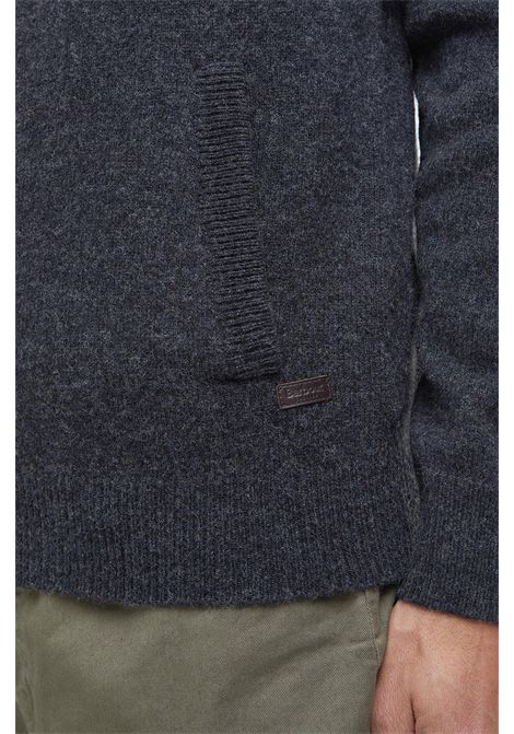 Barbour Maglione con Zip Patch in Lana d'Agnello Charcoal Marl Uomo BARBOUR | MAGLIERIA | MKN0731CH51