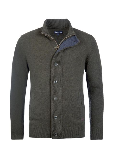 Barbour Maglione con Zip Patch in Lana d'Agnello Seaweed Uomo BARBOUR | MAGLIERIA | MKN0731GN73