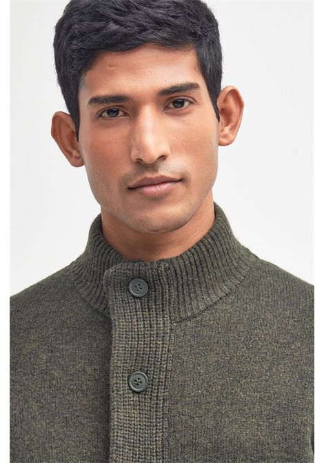 Barbour Maglione con Zip Patch in Lana d'Agnello Seaweed Uomo BARBOUR | MAGLIERIA | MKN0731GN73