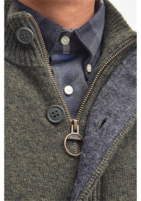 Barbour Maglione con Zip Patch in Lana d'Agnello Seaweed Uomo BARBOUR | MAGLIERIA | MKN0731GN73