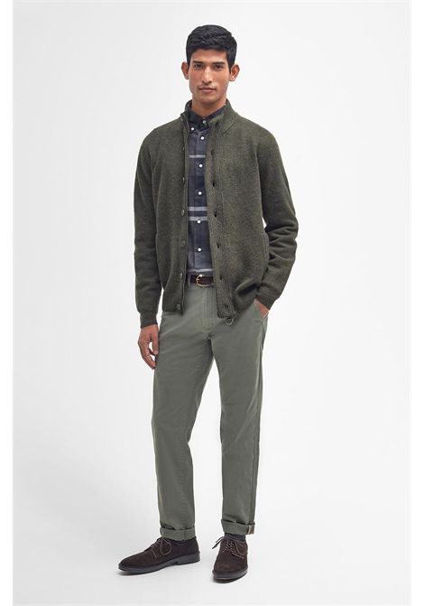 Barbour Maglione con Zip Patch in Lana d'Agnello Seaweed Uomo BARBOUR | MAGLIERIA | MKN0731GN73