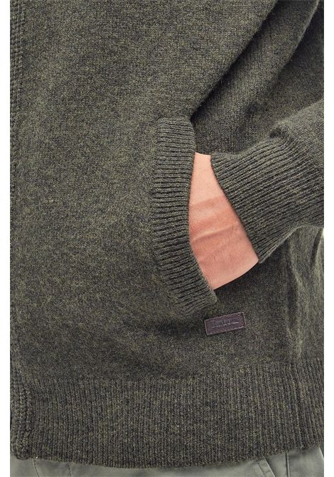 Barbour Maglione con Zip Patch in Lana d'Agnello Seaweed Uomo BARBOUR | MAGLIERIA | MKN0731GN73
