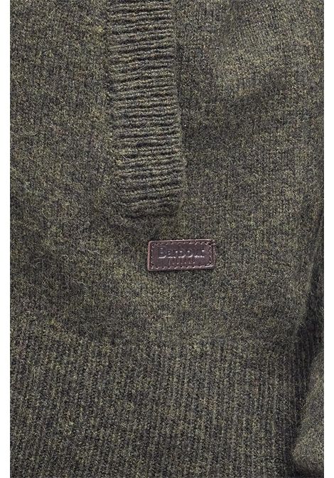 Barbour Maglione con Zip Patch in Lana d'Agnello Seaweed Uomo BARBOUR | MAGLIERIA | MKN0731GN73
