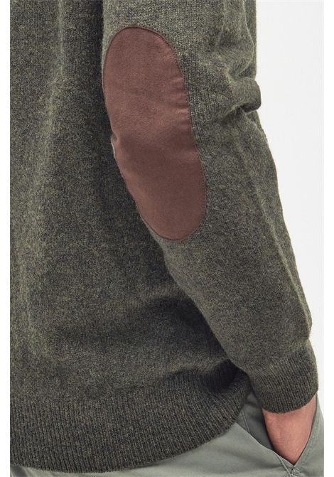 Barbour Maglione con Zip Patch in Lana d'Agnello Seaweed Uomo BARBOUR | MAGLIERIA | MKN0731GN73