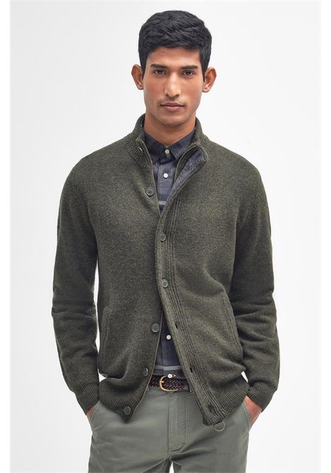 Barbour Maglione con Zip Patch in Lana d'Agnello Seaweed Uomo BARBOUR | MAGLIERIA | MKN0731GN73