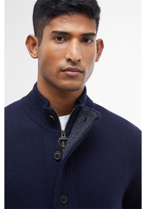 Barbour Maglione con Zip Patch in Lana d'Agnello Classic Navy Uomo BARBOUR | MAGLIERIA | MKN0731NY91