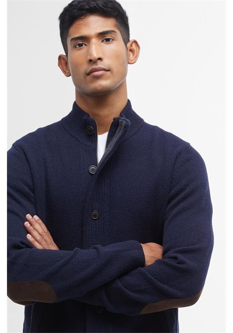 Barbour Maglione con Zip Patch in Lana d'Agnello Classic Navy Uomo BARBOUR | MAGLIERIA | MKN0731NY91