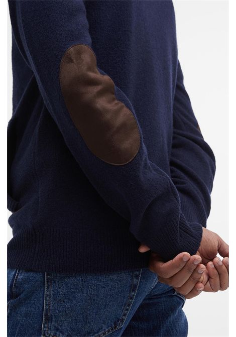 Barbour Maglione con Zip Patch in Lana d'Agnello Classic Navy Uomo BARBOUR | MAGLIERIA | MKN0731NY91