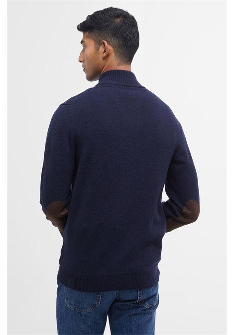 Barbour Maglione con Zip Patch in Lana d'Agnello Classic Navy Uomo BARBOUR | MAGLIERIA | MKN0731NY91