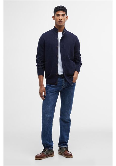 Barbour Maglione con Zip Patch in Lana d'Agnello Classic Navy Uomo BARBOUR | MAGLIERIA | MKN0731NY91