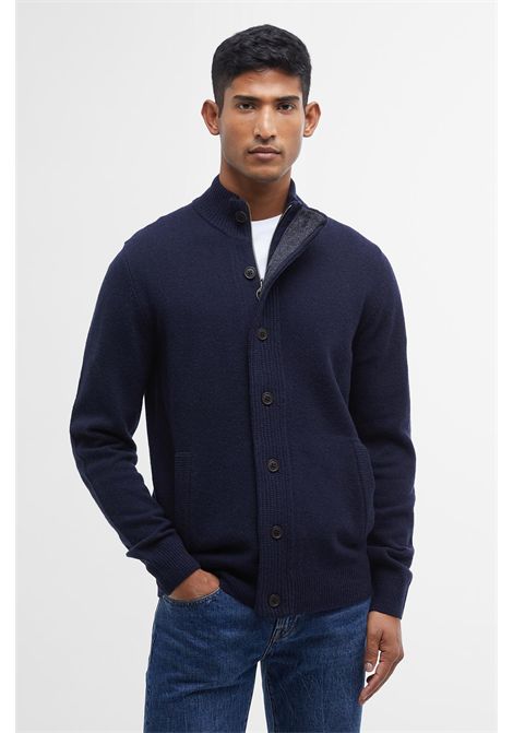 Barbour Maglione con Zip Patch in Lana d'Agnello Classic Navy Uomo BARBOUR | MAGLIERIA | MKN0731NY91