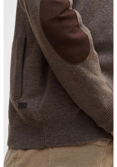 Barbour Maglione con Zip Patch in Lana d'Agnello Dark Stone Uomo BARBOUR | MAGLIERIA | MKN0731ST52