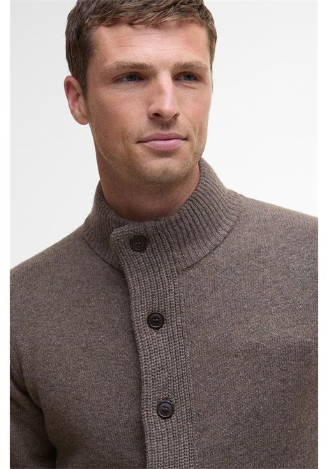 Barbour Maglione con Zip Patch in Lana d'Agnello Dark Stone Uomo BARBOUR | MAGLIERIA | MKN0731ST52