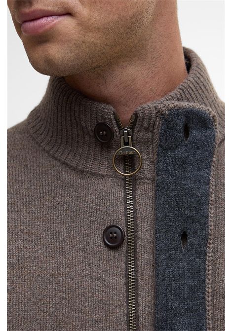 Barbour Maglione con Zip Patch in Lana d'Agnello Dark Stone Uomo BARBOUR | MAGLIERIA | MKN0731ST52