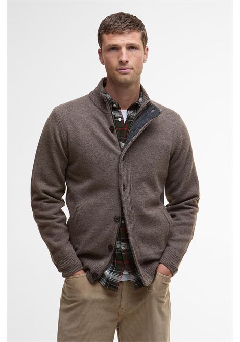 Barbour Maglione con Zip Patch in Lana d'Agnello Dark Stone Uomo BARBOUR | MAGLIERIA | MKN0731ST52