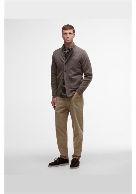 Barbour Maglione con Zip Patch in Lana d'Agnello Dark Stone Uomo BARBOUR | MAGLIERIA | MKN0731ST52