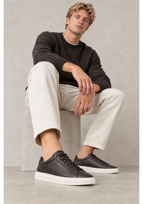 BOSS Sneaker Kieran_Tenn_algr in Pelle a Grana Marrone Scuro Uomo BOSS | SNEAKER | 5054871620300203