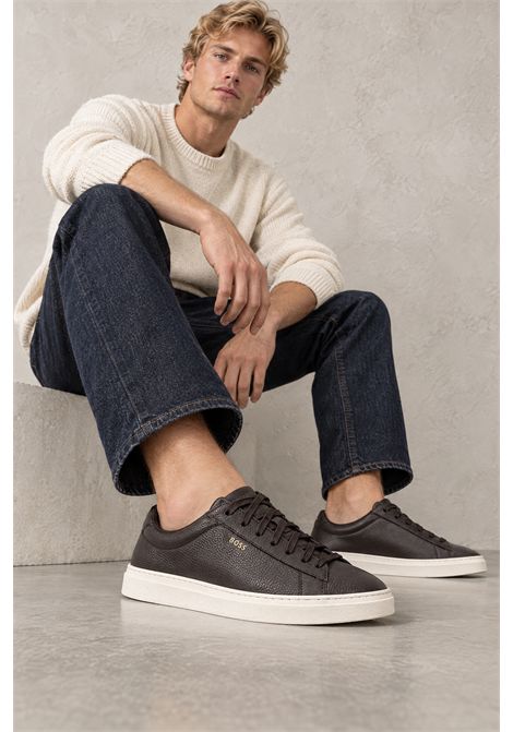 BOSS Sneaker Kieran_Tenn_algr in Pelle a Grana Marrone Scuro Uomo BOSS | SNEAKER | 5054871620300203