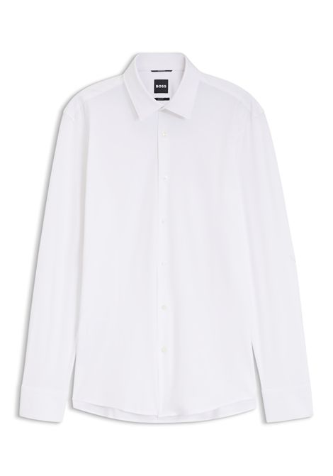 BOSS Camicia Slim Fit P-HANK-S-K-261 in Jersey Elasticizzato Bianco Uomo BOSS | CAMICIE | 5055574710000100