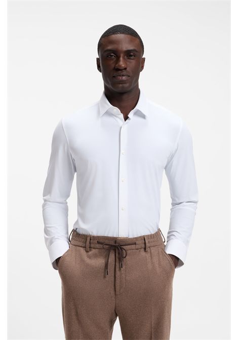 BOSS Camicia Slim Fit P-HANK-S-K-261 in Jersey Elasticizzato Bianco Uomo BOSS | CAMICIE | 5055574710000100