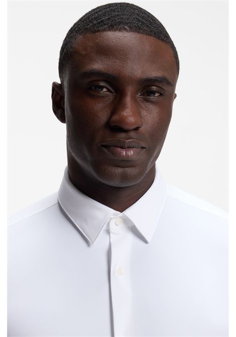 BOSS Camicia Slim Fit P-HANK-S-K-261 in Jersey Elasticizzato Bianco Uomo BOSS | CAMICIE | 5055574710000100