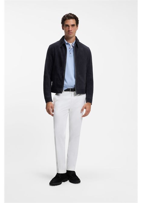 BOSS Giubbotto H-Malbano7 in Pelle Scamosciata Blu Scuro Uomo BOSS | PELLE | 5056386940400404