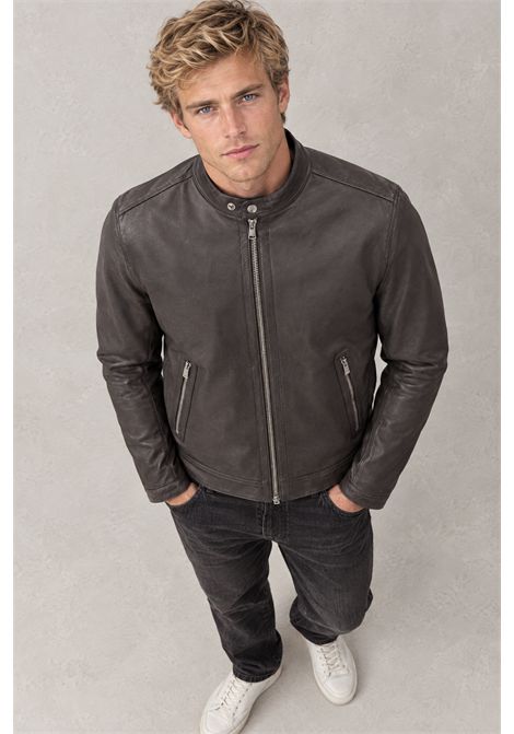 BOSS Giacca Biker Corta in Pelle con Zip Metalliche Marrone Scuro Uomo BOSS | PELLE | 5056458624400244