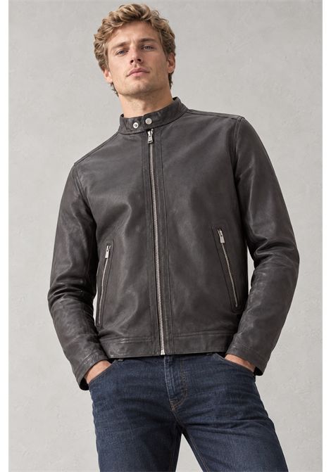 BOSS Giacca Biker Corta in Pelle con Zip Metalliche Marrone Scuro Uomo BOSS | PELLE | 5056458624400244