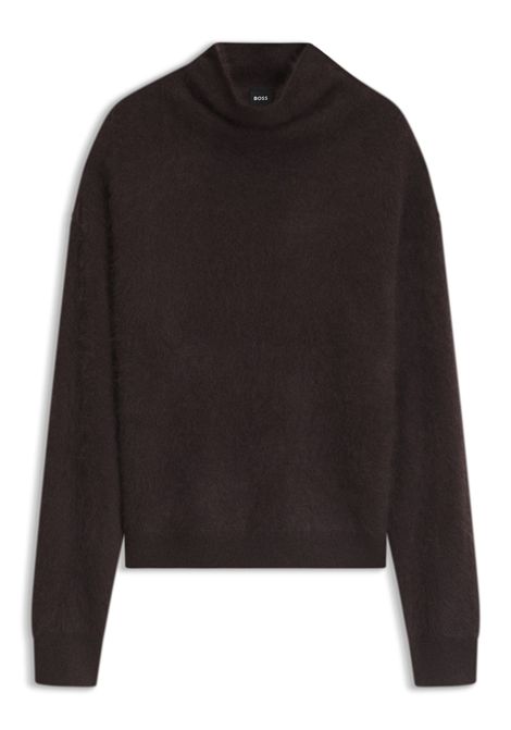 BOSS Frosella Sweater in Medium Brown Virgin Wool and Cashmere Blend Women's BOSS |  | 5056737621000210