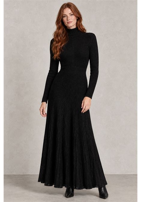 BOSS Felvetta Knit Dress with Pleated Skirt in Black Women's BOSS |  | 5056832000100001
