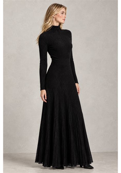 BOSS Felvetta Knit Dress with Pleated Skirt in Black Women's BOSS |  | 5056832000100001