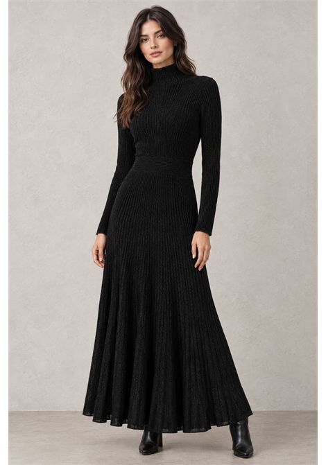 BOSS Felvetta Knit Dress with Pleated Skirt in Black Women's BOSS |  | 5056832000100001