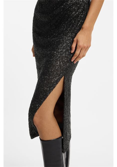 BOSS Enany Asymmetric Sequin Jersey Dress in Dark Brown Women's BOSS |  | 5056835721000210