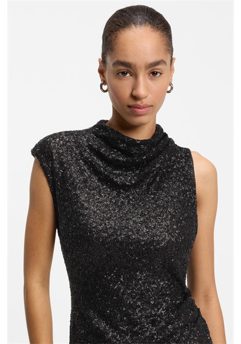 BOSS Enany Asymmetric Sequin Jersey Dress in Dark Brown Women's BOSS |  | 5056835721000210