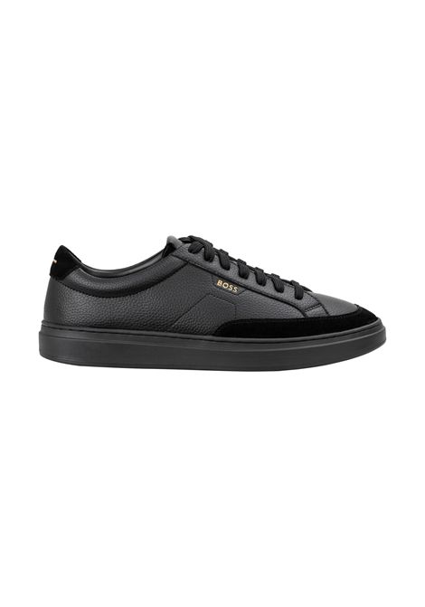 BOSS Sneaker Kieran_Tenn_sdtbal in Pelle Martellata con Finiture in Suede Nero Uomo BOSS | SNEAKER | 5056853600500005