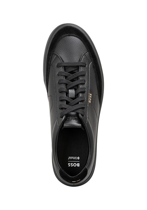 BOSS Sneaker Kieran_Tenn_sdtbal in Pelle Martellata con Finiture in Suede Nero Uomo BOSS | SNEAKER | 5056853600500005