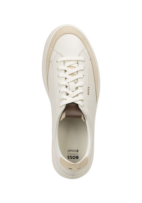 BOSS Sneaker Kieran_Tenn_sdtbal in Pelle Martellata con Finiture in Suede Bianco Uomo BOSS | SNEAKER | 5056853612200122
