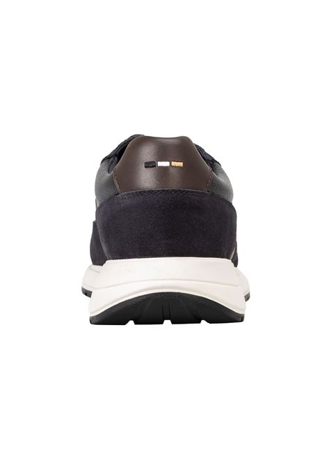 BOSS Sneaker Vinston_Runn_sdtbbu in Suede e Pelle Martellata Blu Scuro Uomo BOSS | SNEAKER | 5056895140200402