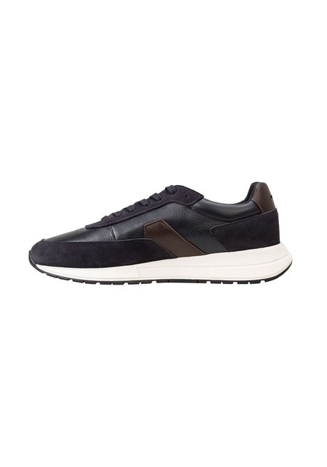 BOSS Sneaker Vinston_Runn_sdtbbu in Suede e Pelle Martellata Blu Scuro Uomo BOSS | SNEAKER | 5056895140200402