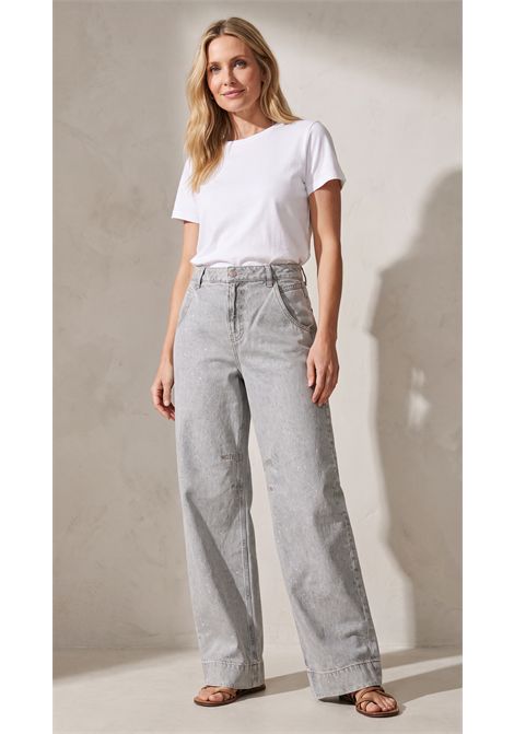 BOSS C_ROXANE LR Wide-Leg Jeans in Light Grey Cotton Denim Women's BOSS |  | 5056913905900059