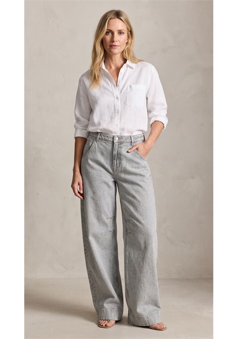BOSS C_ROXANE LR Wide-Leg Jeans in Light Grey Cotton Denim Women's BOSS |  | 5056913905900059