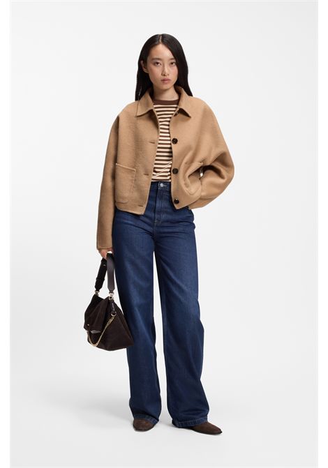 BOSS C_MARLENE HR 15.0 Wide-Leg Jeans in Dark Blue Marbled Denim Women's BOSS |  | 5056915642800428