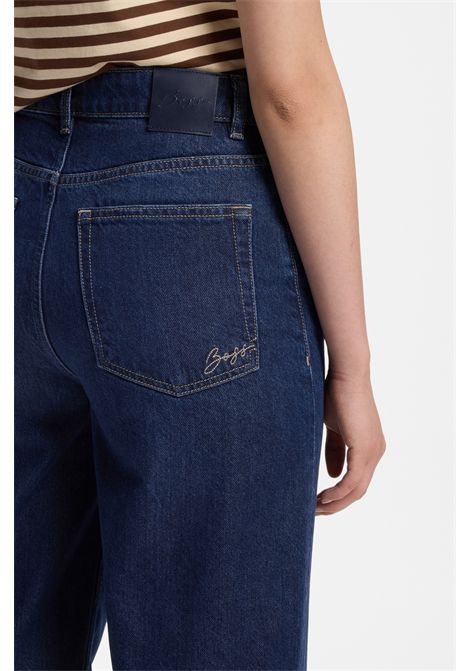 BOSS C_MARLENE HR 15.0 Wide-Leg Jeans in Dark Blue Marbled Denim Women's BOSS |  | 5056915642800428
