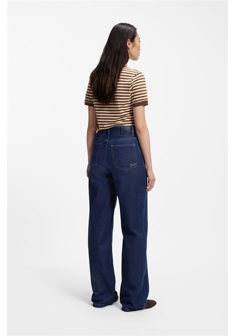 BOSS C_MARLENE HR 15.0 Wide-Leg Jeans in Dark Blue Marbled Denim Women's BOSS |  | 5056915642800428