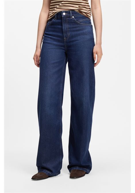 BOSS C_MARLENE HR 15.0 Wide-Leg Jeans in Dark Blue Marbled Denim Women's BOSS |  | 5056915642800428