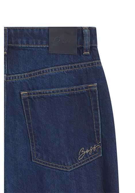 BOSS C_MARLENE HR 15.0 Wide-Leg Jeans in Dark Blue Marbled Denim Women's BOSS |  | 5056915642800428