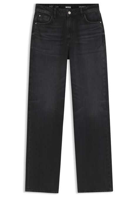 BOSS CROSSROAD 1.0 Wide-Leg Jeans in Black Denim Women's BOSS |  | 5056964300900009