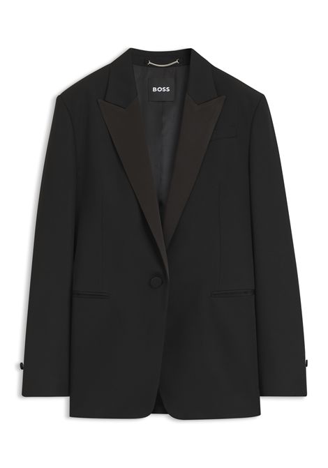 BOSS Jeminia Regular-Fit Tuxedo Blazer in Black Virgin Wool Women's BOSS |  | 5057130200100001